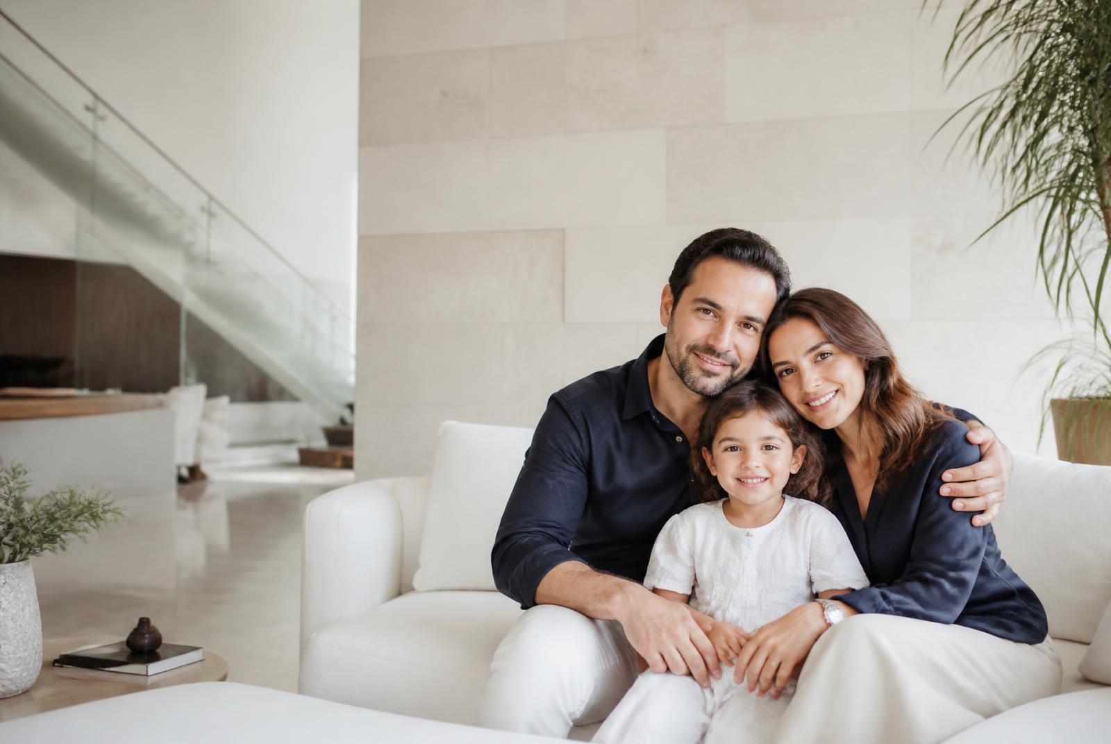Familia mexicana disfrutando de bienestar en casa
